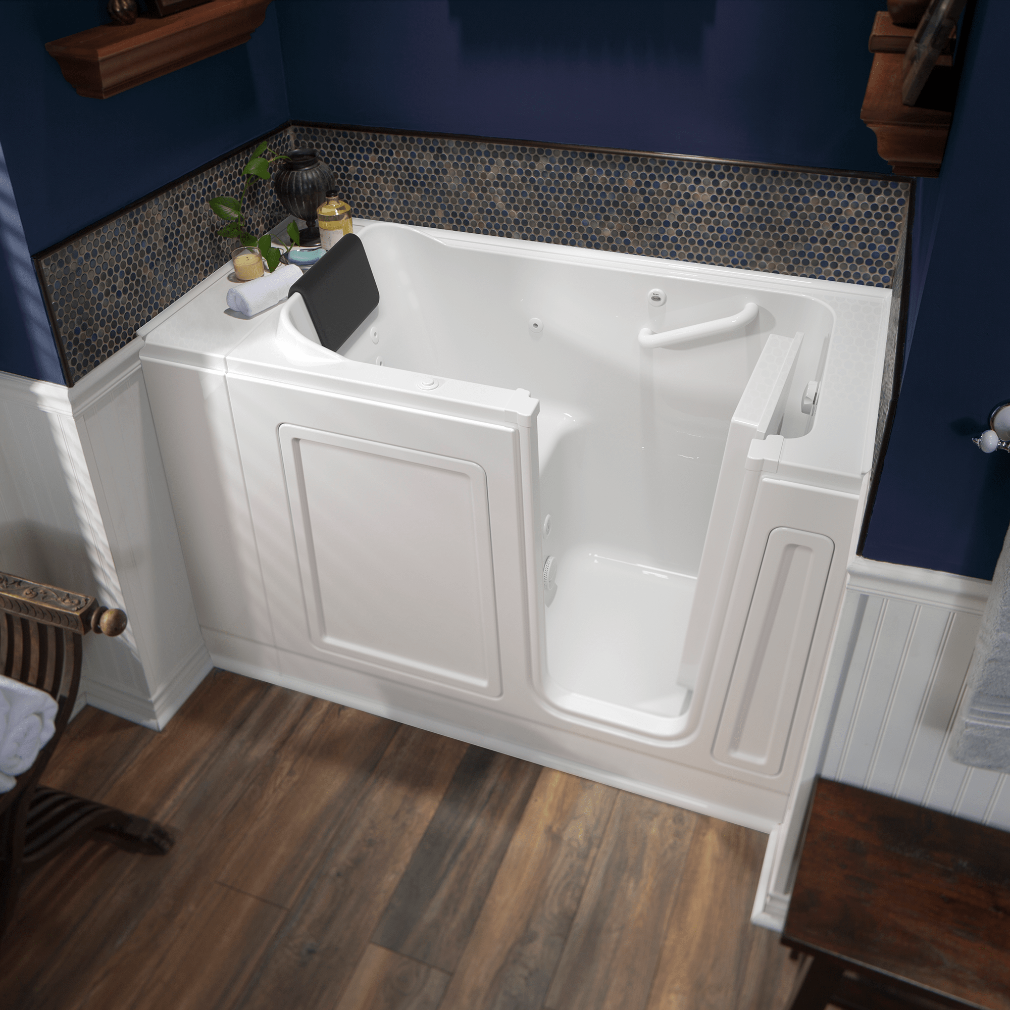 Acrylic Luxury Series 28 x 48-Inch Walk-in Tub With Whirlpool System - Right-Hand Drain